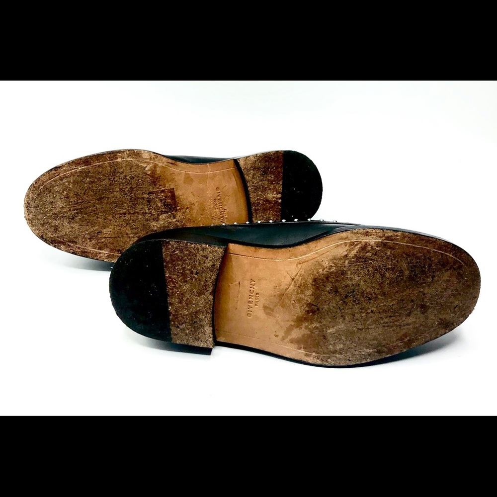 Givenchy black leather silver stud loafer sz6